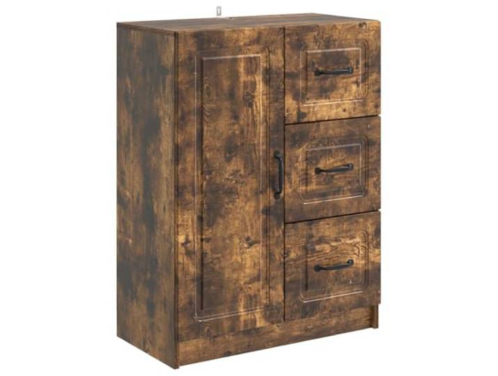 TEKGHUT Sideboard Geräucherte Eiche 66 x 34,5 x 87 cm Holzwerkstoff Schlankes Design, rechteckige Form, Bügelgriffe, 90°-Pendeltüren, Schubladen, Innenregale, Wohnzimmer, Essbereich