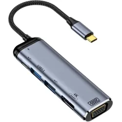 PowerGuard USB-C Hub (USB-C, 6 Ports), Dockingstation + USB Hub, Grau