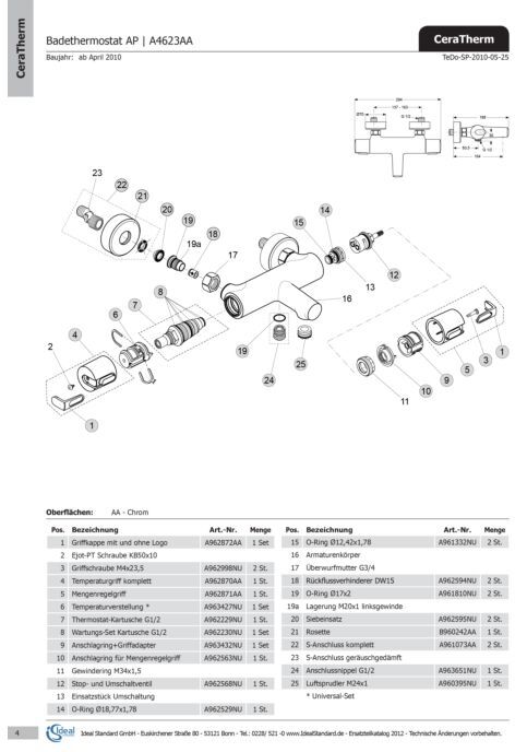 Ideal Standard für Mengenregelgriff A962563NU
