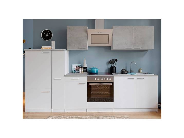 home24 Keukenblok Malia III 300cm wit/grijs/wit