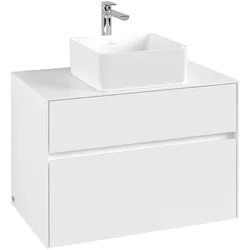 Villeroy & Boch Waschbeckenunterschrank Collaro C03700, Eckig White Matt, 800x548x500mm, mit SoftClosing, Hahnlochbohrung werkseitig vorgebohrt