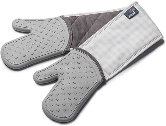 Zeal Steam Stop Silicone Double Oven Glove Gingham French Grey