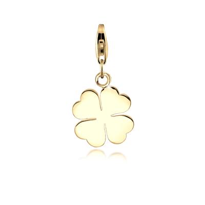 Charm-Einhänger NENALINA "Anhänger Kleeblatt Glück Talisman 925 Silber", gold, Charms, Damen, ohne Stein, Silber 925 (Sterlingsilber)
