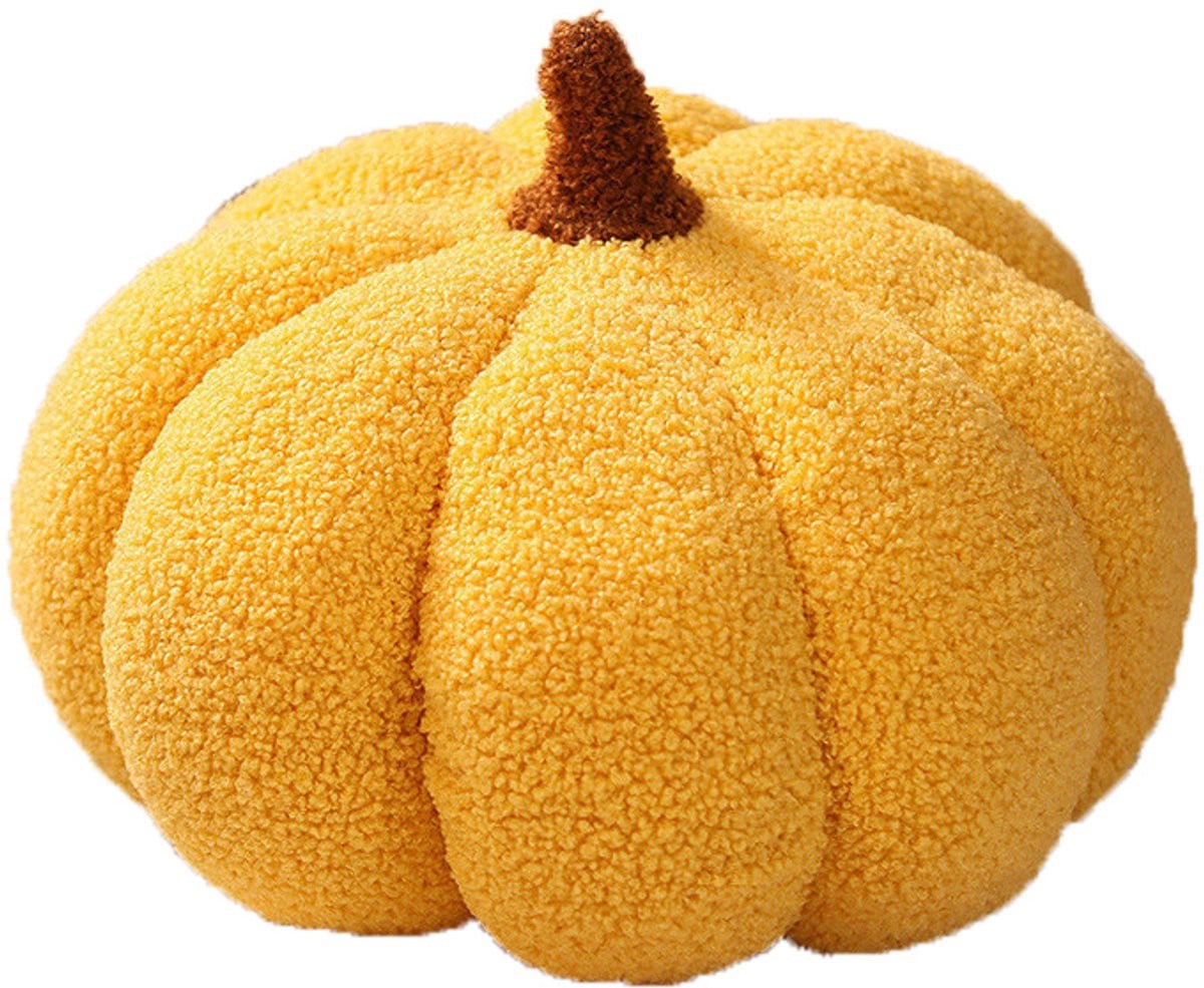 Pluche Pompoen Kussen - Geel - 20 cm