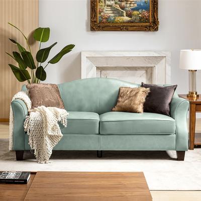 "HULALA HOME Sandra 81.5"" Classic Genuine Leather Sofa With Solid Wood Legs"