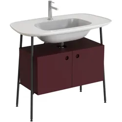 VitrA Plural Set 100 cm Waschtischunterbau mit 2 Türen Burgunderrot Matt / Weiß Hochglanz