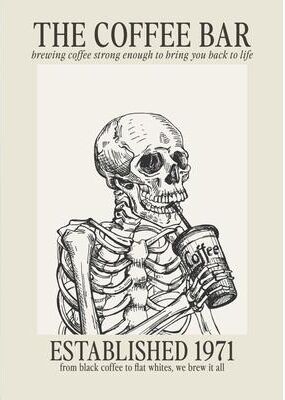 Uplift Essentials Caffeinated Narrative Canvas High Definition Skeleton Line Art Architectural Art style 5 19.7 In X 27.5 In