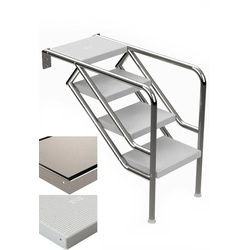 Eichenwald Pooltreppe Modell 08.3 Miami nur Unterteil Beckentiefe 1799mm 7 Edelstahl-Waffelblech-Stufen