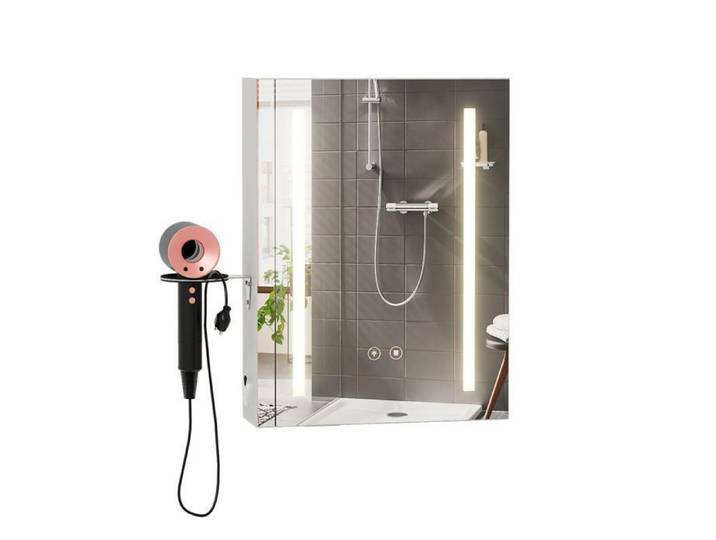 Armoire murale design avec miroir LED - 45x15x60 cm - Blanc moderne et lumineux