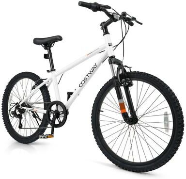 Costway Kids Mountain Bike 20 24 Inch Child Bicycle for Boys Girls Aged 8+ Years Old White-24 Inch