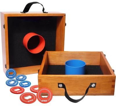 GSE Games & Sports Expert GSE™ Quality Solid Wood Washer Toss Game Set for Backyard/Tailgate Party - Oak