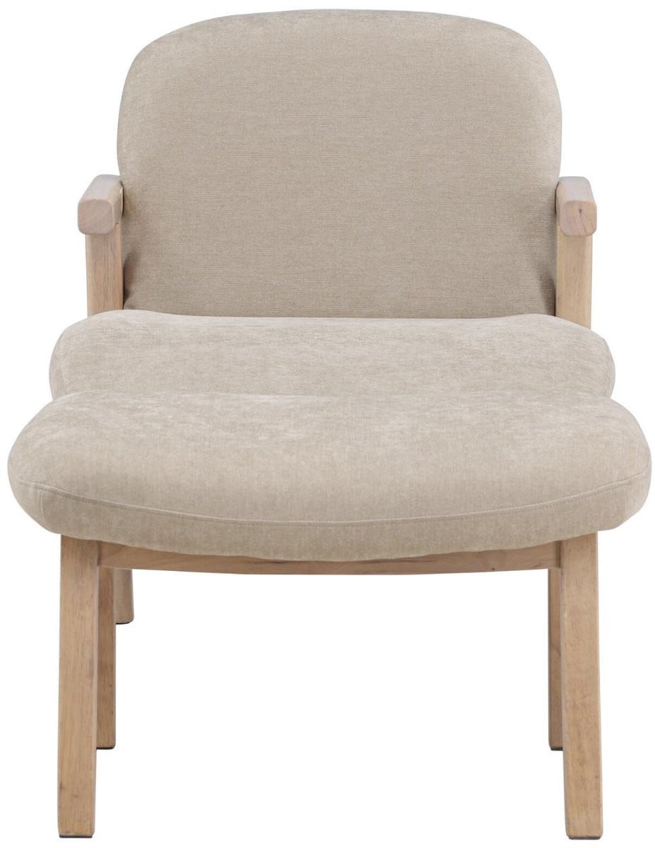 Hioshop Rile fauteuil met voetenbankje beige voor volwassenen