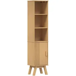 Helloshop26 - Moderner Badezimmerschrank mit vertikaler Ablage 35 x 30 x 159 cm aus massivem braunem Kiefernholz 02_0058496