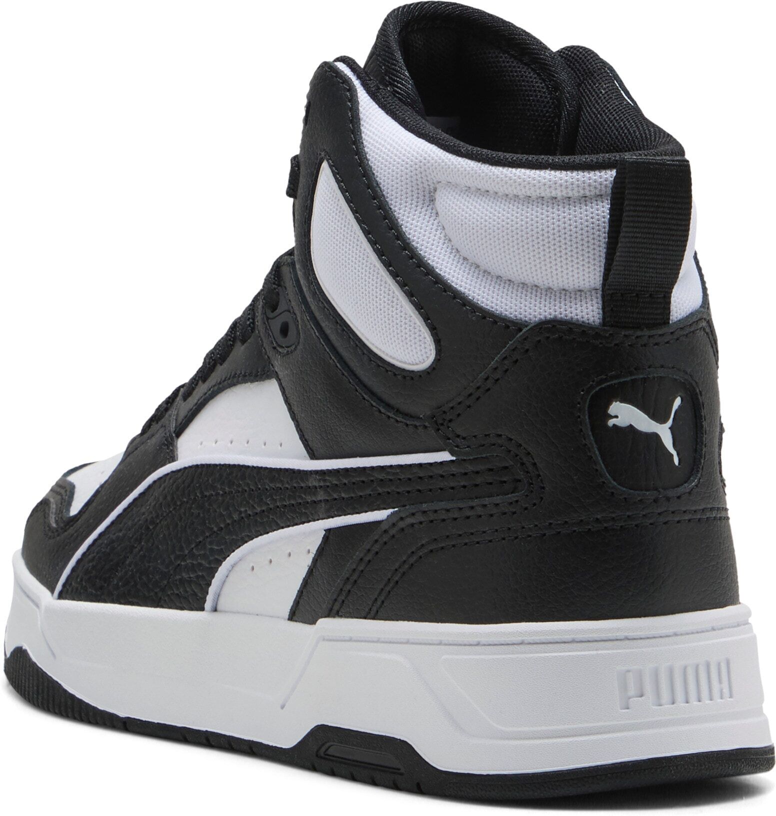 Sneaker PUMA "RBD BREAK MID", Herren, Gr. 42, Textil, schwarz-weiß (puma weiß, puma schwarz, puma weiß), Leder, mehrfarbig, Schuhe Sneaker, knöchelhoch, mit Gummilaufsohle, Obermaterial aus Leder