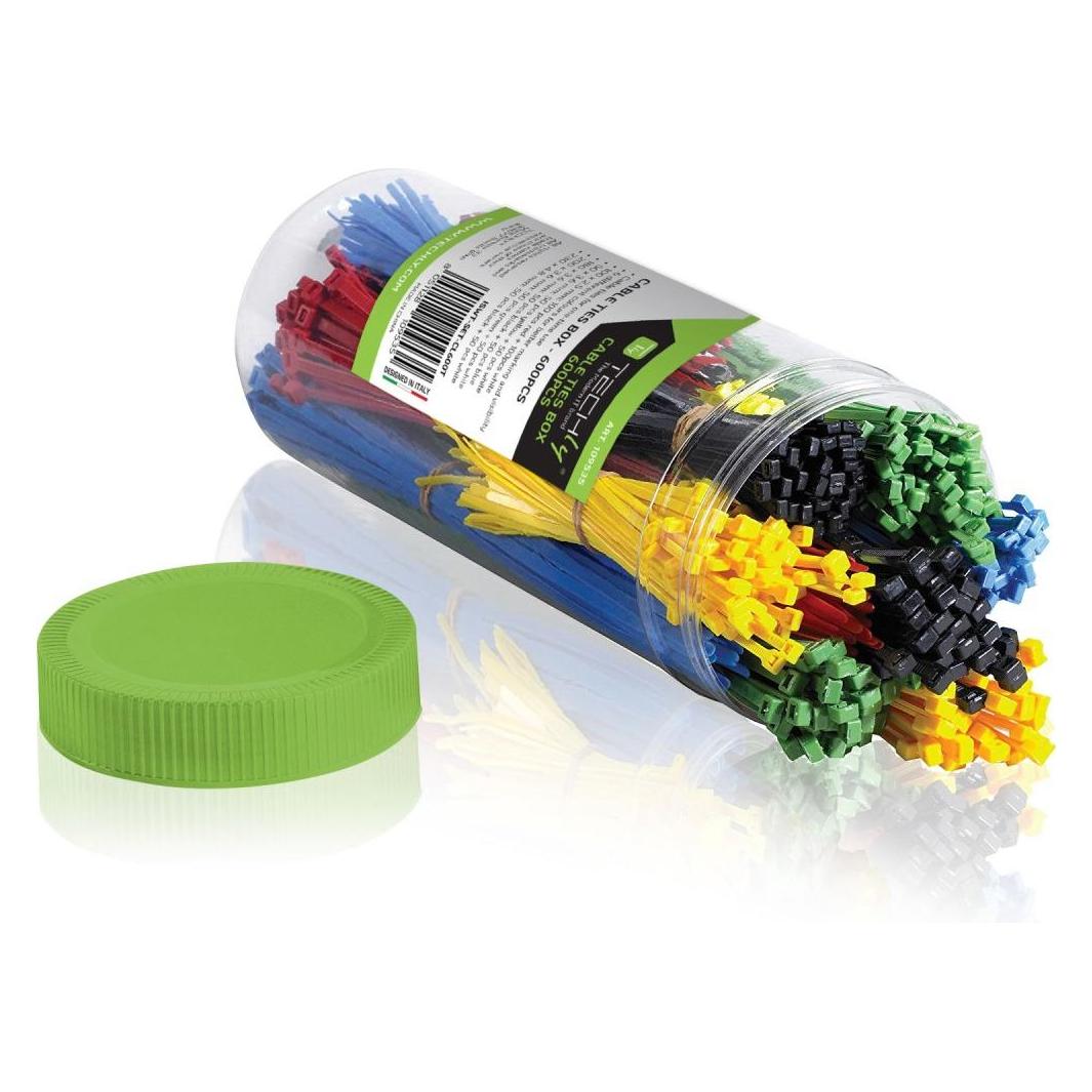 Techly Colored Cable Ties Box 600pcs (255 mm, 600 Stk.) (ISWT-SET-CL600T)