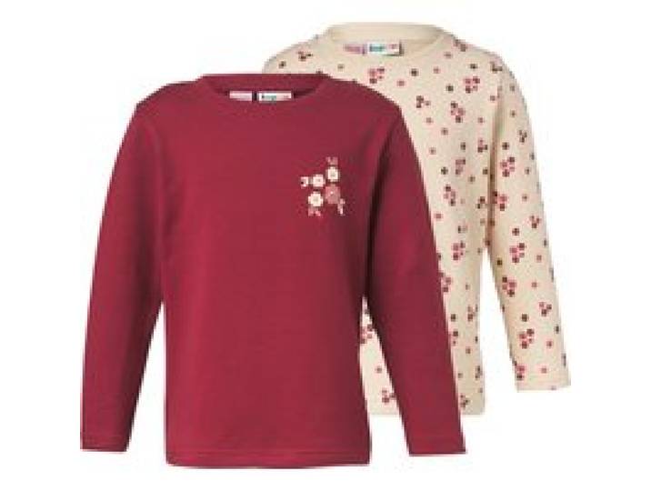 LUPILU® Lot de 2 sweats thermiques enfant (beige/rouge, 12-24 mois)