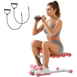 VEVOR Deep Squat Machine Verstellbarer Gesäßtrainer mit Widerstandsbändern, Klappbares Trainingsgerät für Rumpf, Beine & Gesäß, Liegestütz-Trainer für Heim-Fitnessstudio, Pink-Weiß, für Zuhause