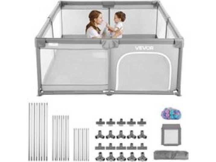 VEVOR Baby-Laufstall, 2000x1785 mm, Spielstall für Kleinkinder, Spielplatz für drinnen & draußen, Sicherheits-Aktivitätszentrum mit 50 Ozeanbällen, Tür mit Reißverschluss & atmungsaktivem Netz