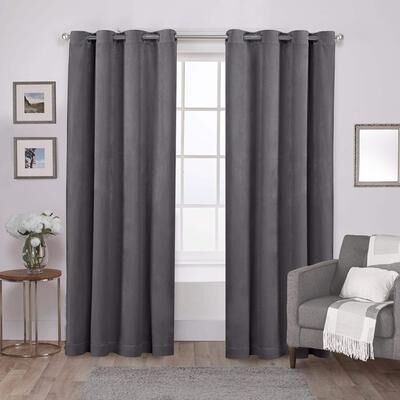 ATI Home Velvet Heavyweight Light Filtering Grommet Top Curtain Panel Pair