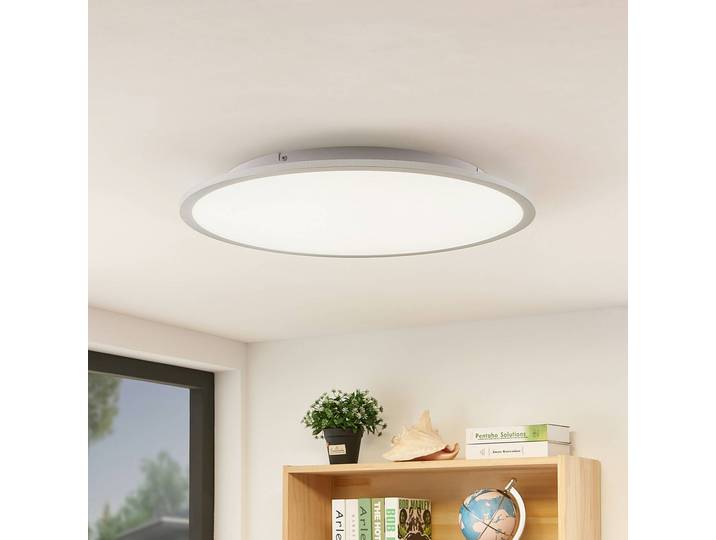 Plafonnier LED Narima Lindby, gris, Cuisine, Matière Plastique, Moderne, Plafonnier LED