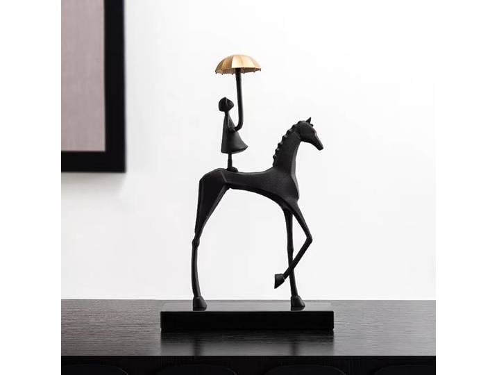 Ornement de garçon à cheval, meuble de foyer de salon, meuble TV, sculpture abstraite, décoration de bureau, artisanat, lumière moderne