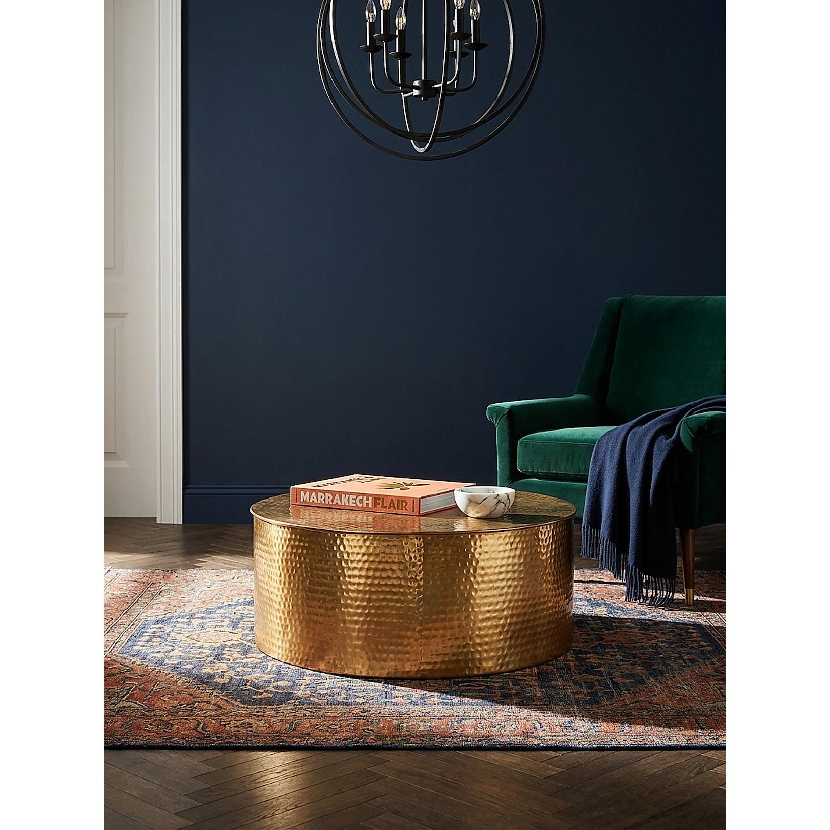 Couchtisch rund in Gold, Aluminium, Orientalisches Design, 75x31x75 cm