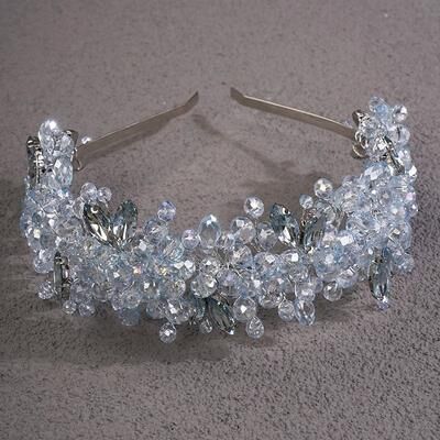 Uplifted Finds Women Rhinestone Bridal Tiara Headband Handmade mint Blue