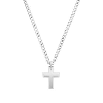 Kette mit Anhänger TOM TAILOR "Schmuck Geschenk Edelstahl Kreuz", silber (edelstahlfarben), Halsketten, Herren, Edelstahl, L: 55 B: 4,2mm, B:4,2mm