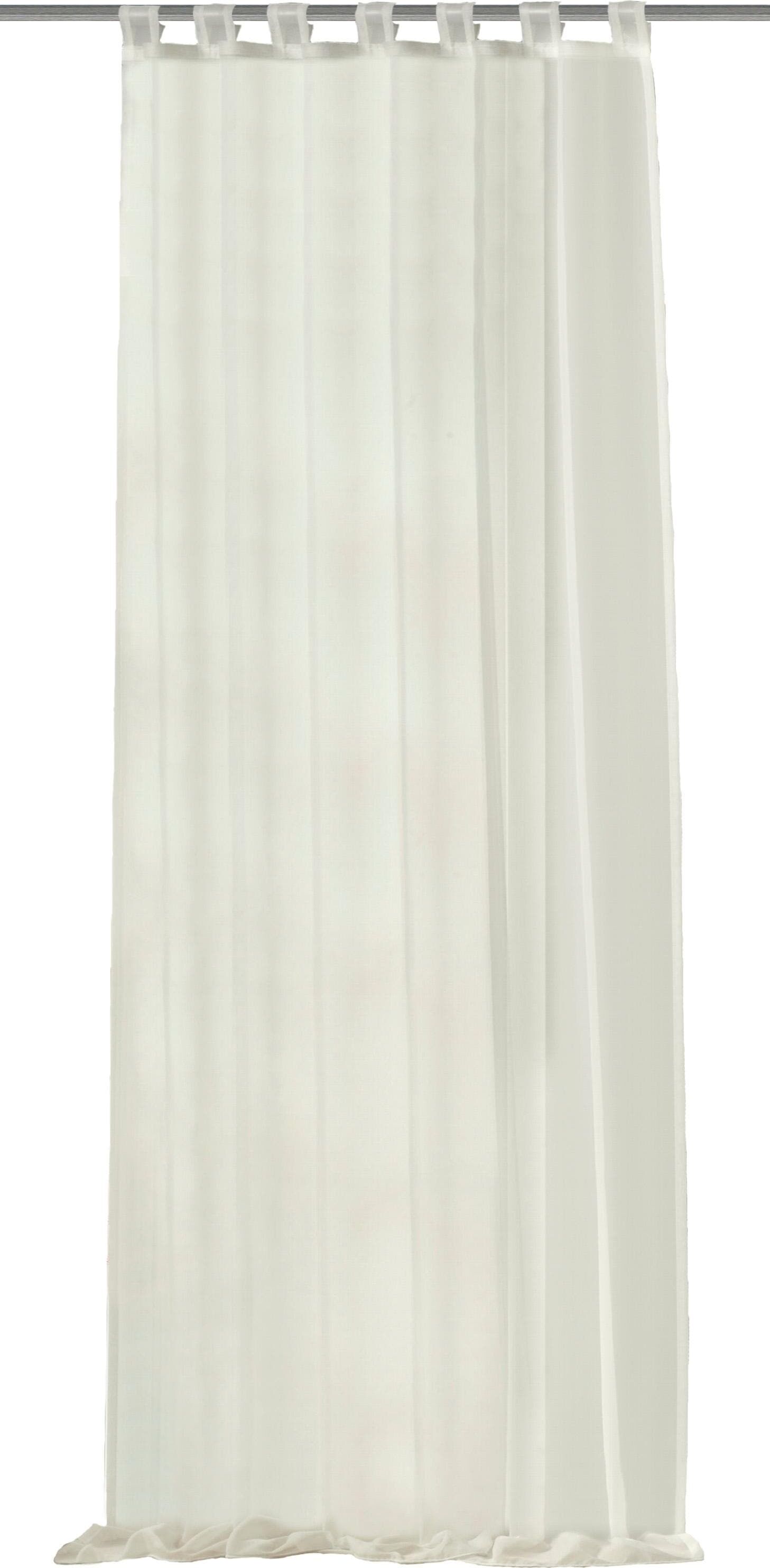 Vorhang HOME WOHNIDEEN "ALPHA" Gr. 1, weiss (wollweiß), B:140cm H:245cm, Voile, Polyester, Gardinen, Vorhang, HxB: 245x140, preisgünstiger Uni-Schlaufenschal wollweiß 245cm, Schlaufen, 140cm