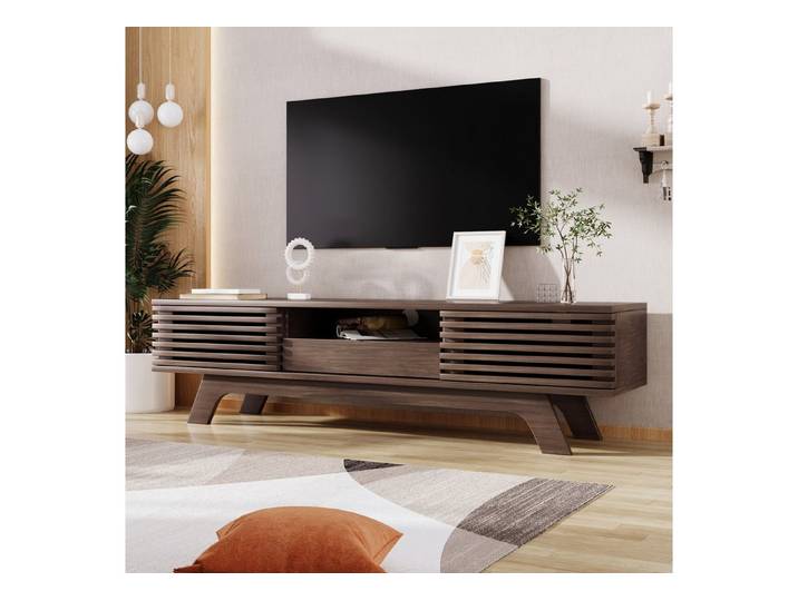 Odikalo TV-Schrank Lowboard Fernsehschrank mit Schublade (TV-Schrank mit einer Schublade und zwei Türen, TV-Möbel, TV-Panel, TV-Lowboard, TV-Schrank. Einzigartiges Design, Vintage-Holzfarbe) 150*35*44 cm