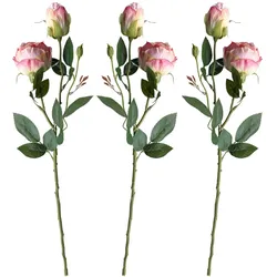 LAYBA Künstliche Rosen 3er-Set Altrosa 55 cm