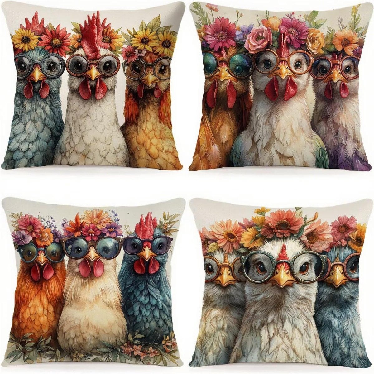 Set van 4 kleurrijke waterdichte linnen kussenslopen voor buiten decoratie