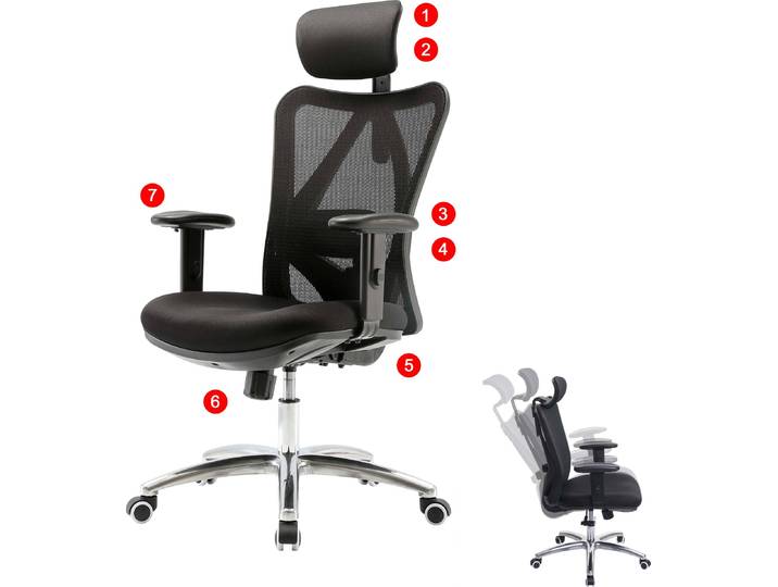 Bürostuhl HWC-J86, Schreibtischstuhl, ergonomisch, verstellbare Lordosenstütze 150kg belastbar ohne Fußstütze, schwarz