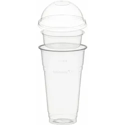 VEPATIM 50x BIO Trinkbecher 500ml + Domdeckel ohne Loch + Einsatzbecher O 96mm (PLA)