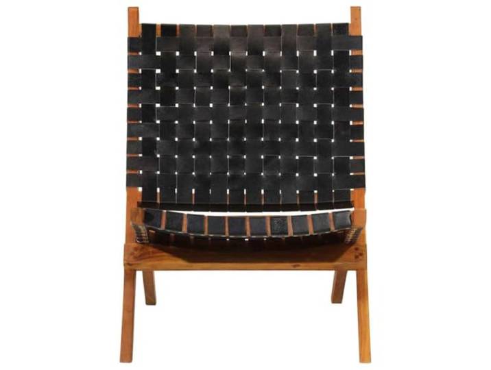 Klappstuhl aus Ziegenleder, Schwarz, Akazienholz 110 kg für Leder, Massivholz, klappbar, stabil, schwarz, Inhalt 110 kg