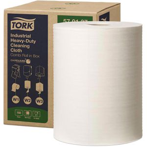 Tork Putztuchrolle Industrie, W1/W2/W3, aus Zellstoff, weiß, 1-lagig, 160 Blatt à 31,5 x 38cm, wiederverwendbar, 1 Rolle