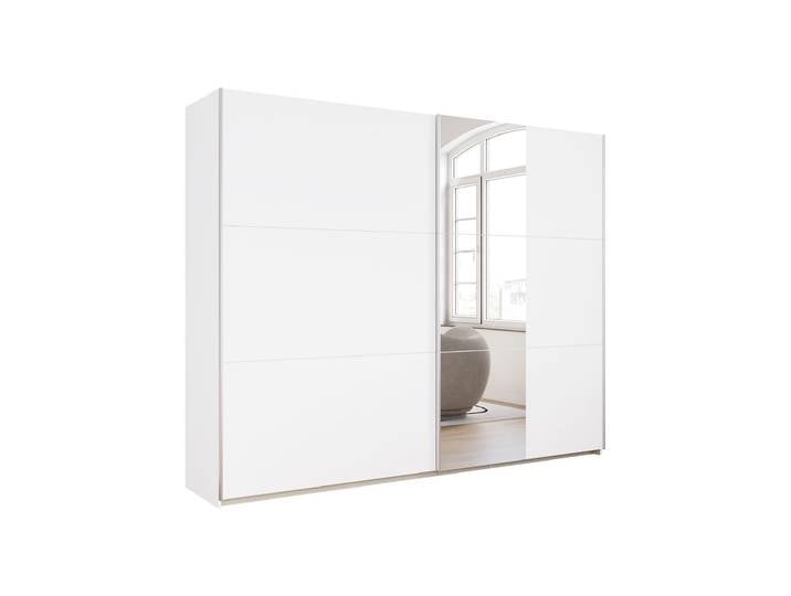 Schwebetürenschrank weiß Spiegel 261 cm - rauch - KRONACH