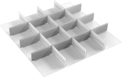 Schubladeneinsatz Treston, 3 Unterteiler & 12 Mittelplatten, B 700 mm, für Serie 70 mit H 1000 mm