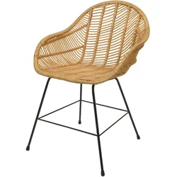Esszimmerstuhl MCW-M28, Küchenstuhl Korbstuhl Rattansessel Rattanstuhl Stuhl, Kubu Rattan Metall