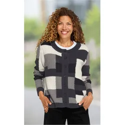 Baumwoll-Strickjacke in Muster schwarz in Größe 40/42 von DW-Shop, Schwarz, 40/42
