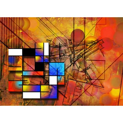 Fototapete PAPERMOON "MODERNE KUNST-ABSTRAKT MALEREI 3D GEOMETRISCH ART", bunt, B:3m L:2,23m, Vlies, Tapeten
