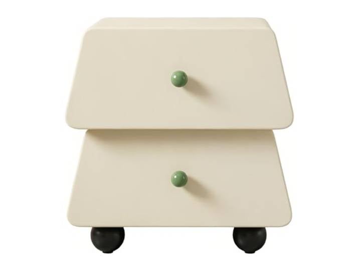 Zimmer Nachttisch trapezförmigen Schubladen und kugelförmigen Griffen For Schlafzimmer(Weiß,Klein)