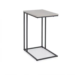 Relaxdays Beistelltisch, HBT: 64 x 50 x 35cm, MDF, Eisen, C-Form, Sofatisch zum Unterschieben, Wohnzimmer, schwarz/natur