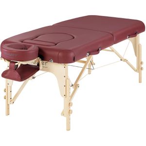 Master-Massage Massageliege Eva aus Holz, klappbar, Armauflage, 76 cm breit, 2 Zonen, rot, für Schwangere, höhenverstellbar