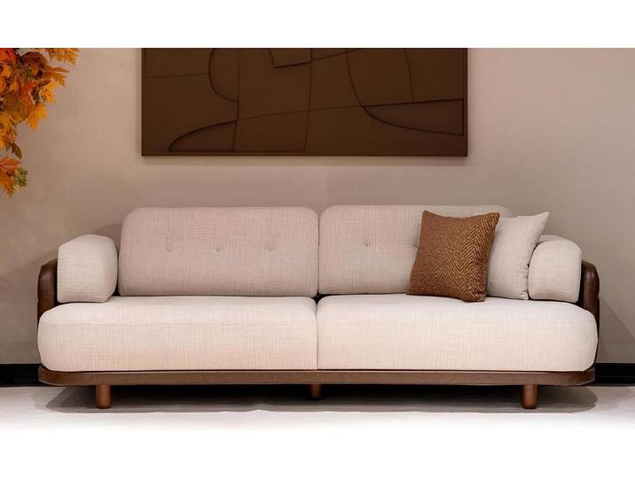 JVmoebel 3-Sitzer Neu 3-Sitzer-Sofa Moderner Stil Beigefarben Weiches Sofa Holzbeine Neu, 1 Teile