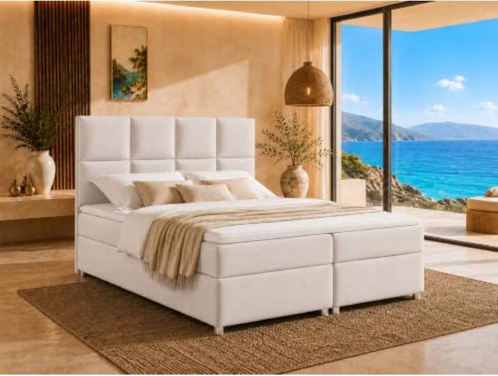 Best For Home Trinity K-2 Lux Boxspringbett 140x200 mit Matratze und Topper Elegantes Boxspringbett mit H3-Bonellfederkernmatratze, PUR-Schaum-Topper, zwei Bettkästen und hochwertigem Trinity-Stoff.