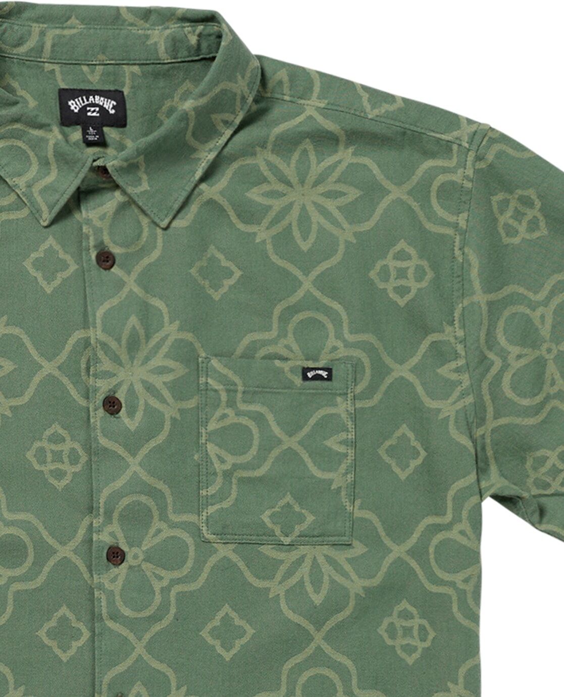 Kurzarmhemd BILLABONG "Sundays Jacquard", Herren, Gr. S, US-Grössen, grün (schwarz slate), Obermaterial: 100% Baumwolle., Hemden Kurzarmhemd schwarz slate S, US-Grössen