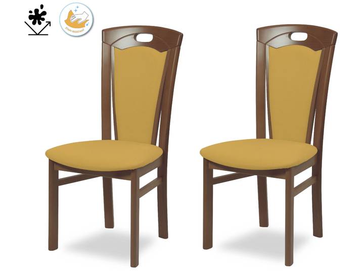 Esszimmerstuhl HOME AFFAIRE FERDI Made in Italy, Massivholz , gelb (nuss, gelb, nussbaum, gelb), B:48cm H:100cm T:57cm, Massivholz, Stühle, Esszimmerstuhl, Bezug Feinstruktur (wasser- und fleckabweisend) oder Struktur