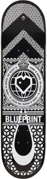 Skateboard Deck Blueprint Home Heart (8" - Weiß)