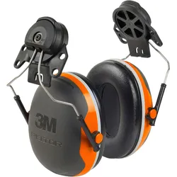 3M PELTOR Kapselgehörschutz, X4P3E Helmbefestigung, orange, SNR = 32 dB mit Helmadapter P3E (für alle 3M Helme, ausgenommen G2000)